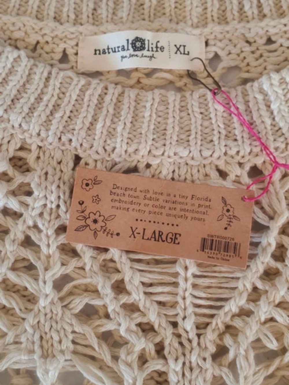 NATURAL LIFE Cream Open-Knit Crochet Sweater Shrug
